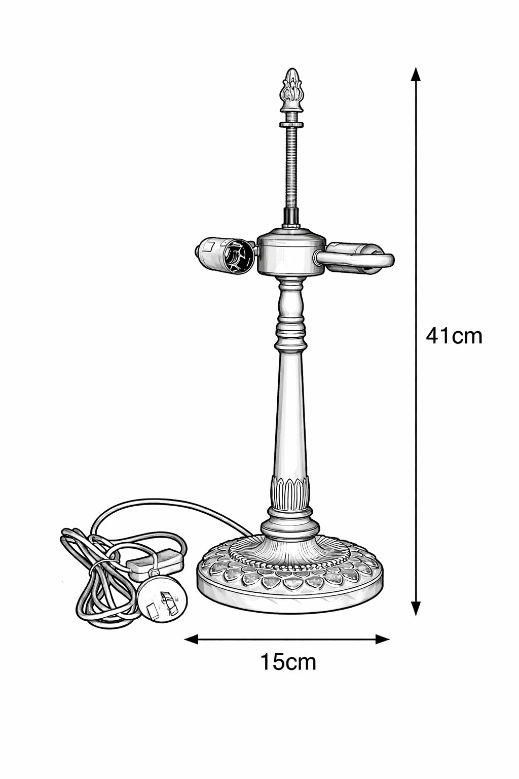 Art Nouveau Lotus Pedestal Metal Alloy Lamp Base – Antique Bronze Finish for 10" Tiffany Shades