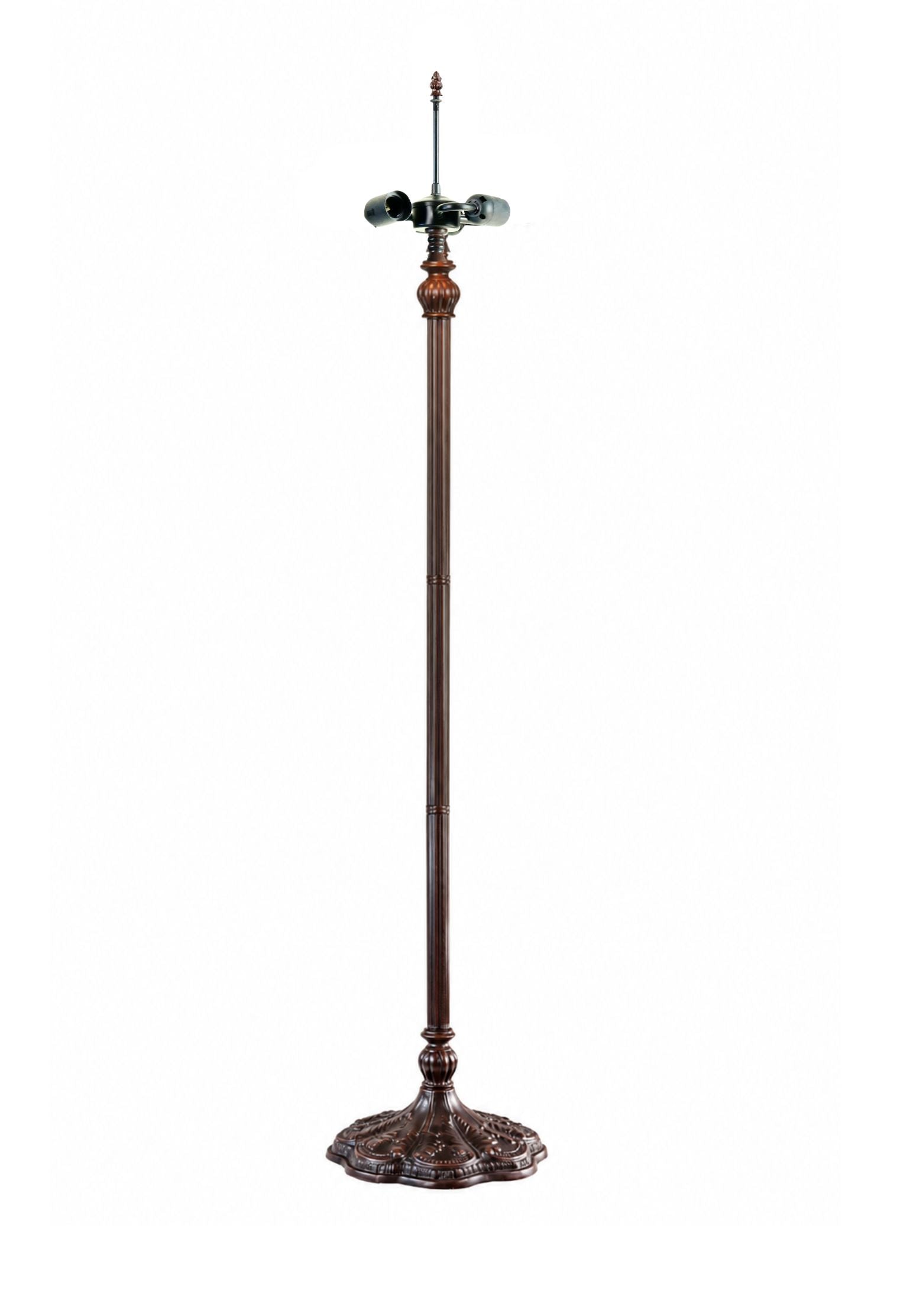 Heavy Metal 3-Light Floor Lamp Base with Extra-Large Ornate Base for 18“ 20” Tiffany Lamp Shade