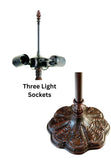 Heavy Metal 3-Light Floor Lamp Base with Extra-Large Ornate Base for 18“ 20” Tiffany Lamp Shade