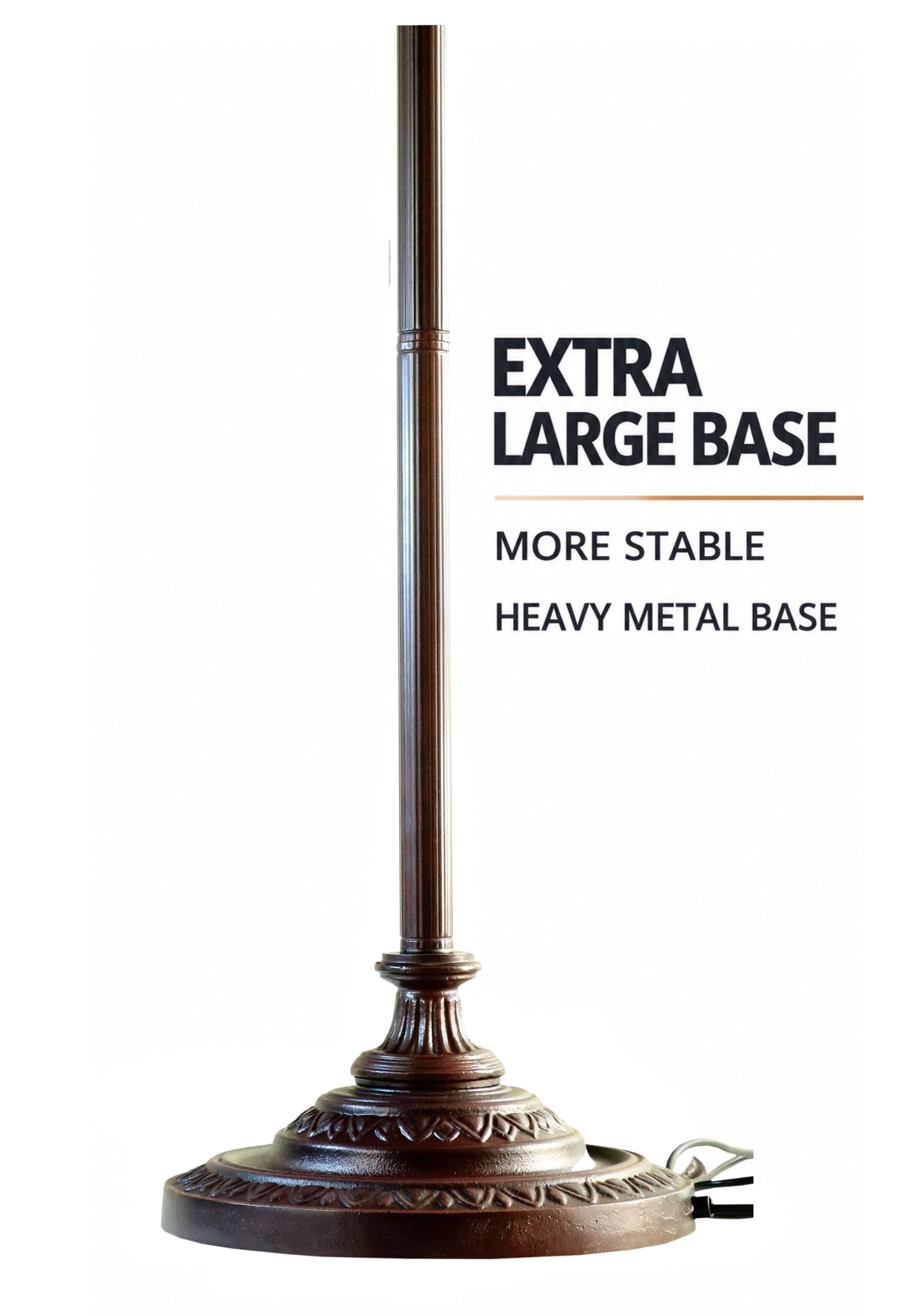 Extra-Large Heavy Metal Floor Lamp Base with Decorative Round Base for 18" 20" and Large Tiffany lamp shade