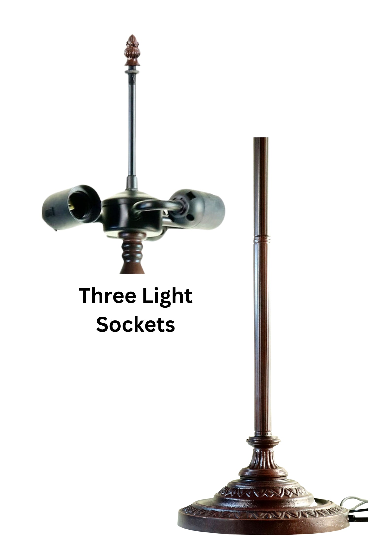 Extra-Large Heavy Metal Floor Lamp Base with Decorative Round Base for 18" 20" and Large Tiffany lamp shade