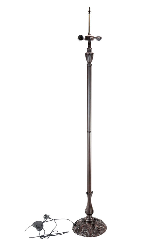 Ornate Heavy Metal Dual-Light Floor Lamp Base for 16"- 20" wide Tiffany Lamp shade