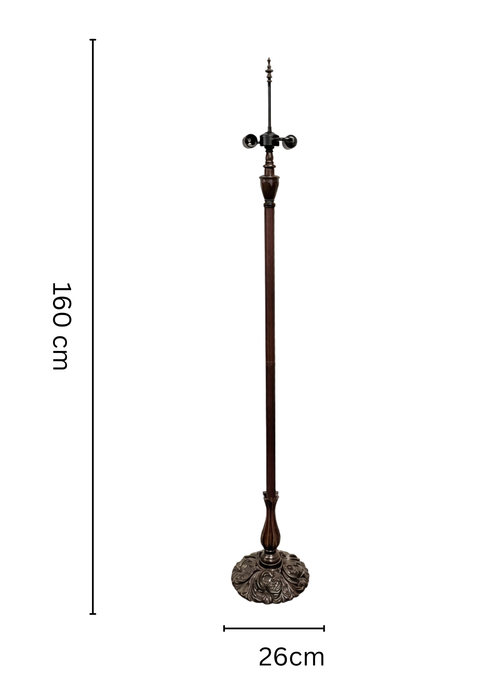 Ornate Heavy Metal Dual-Light Floor Lamp Base for 16"- 20" wide Tiffany Lamp shade