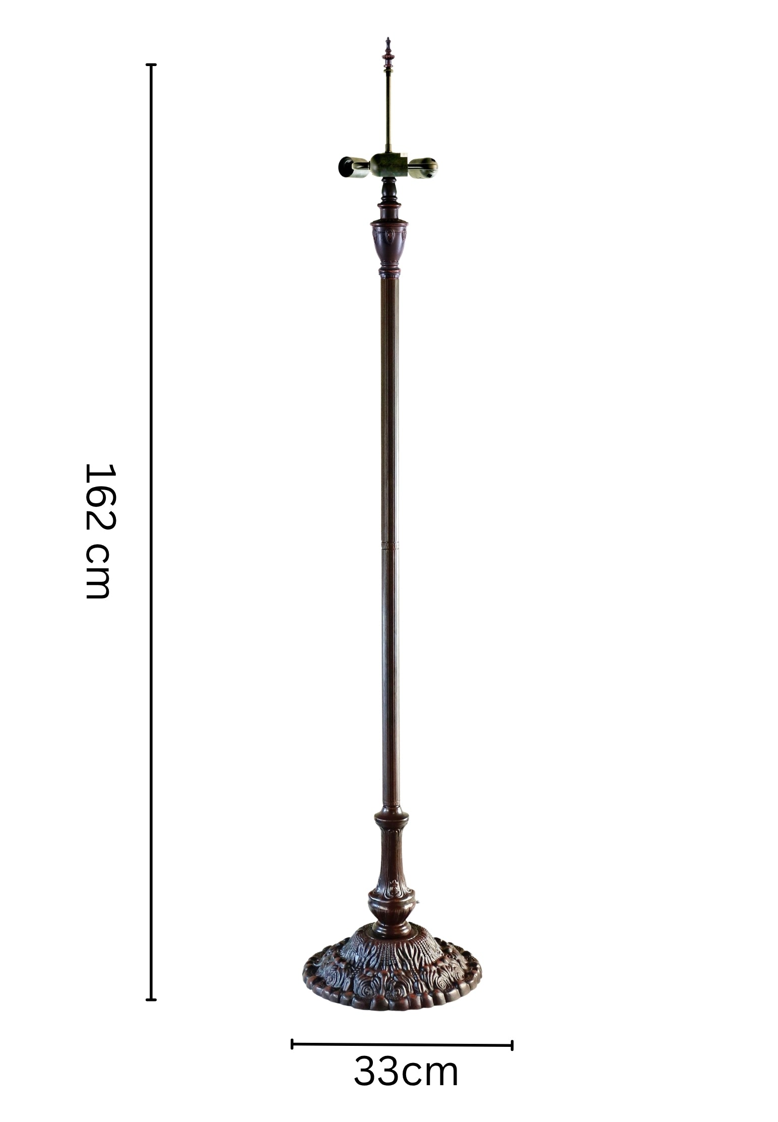 Premium Vintage Style Three-Light Metal Alloy Lamp Base for 18-Inch, 20-Inch and Larger Shades