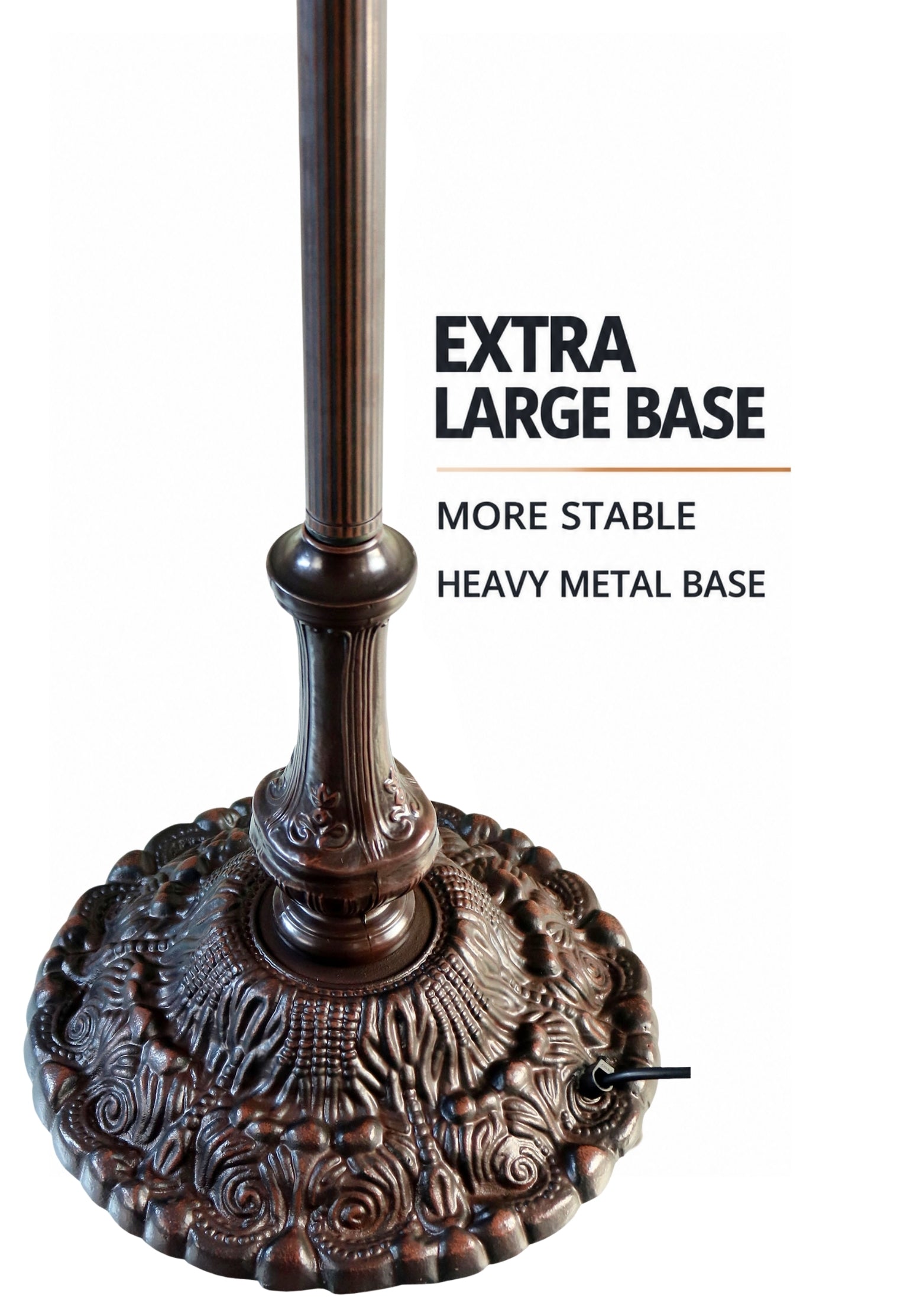 Premium Vintage Style Three-Light Metal Alloy Lamp Base for 18-Inch, 20-Inch and Larger Shades