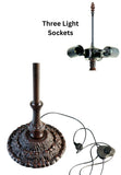 Premium Vintage Style Three-Light Metal Alloy Lamp Base for 18-Inch, 20-Inch and Larger Shades