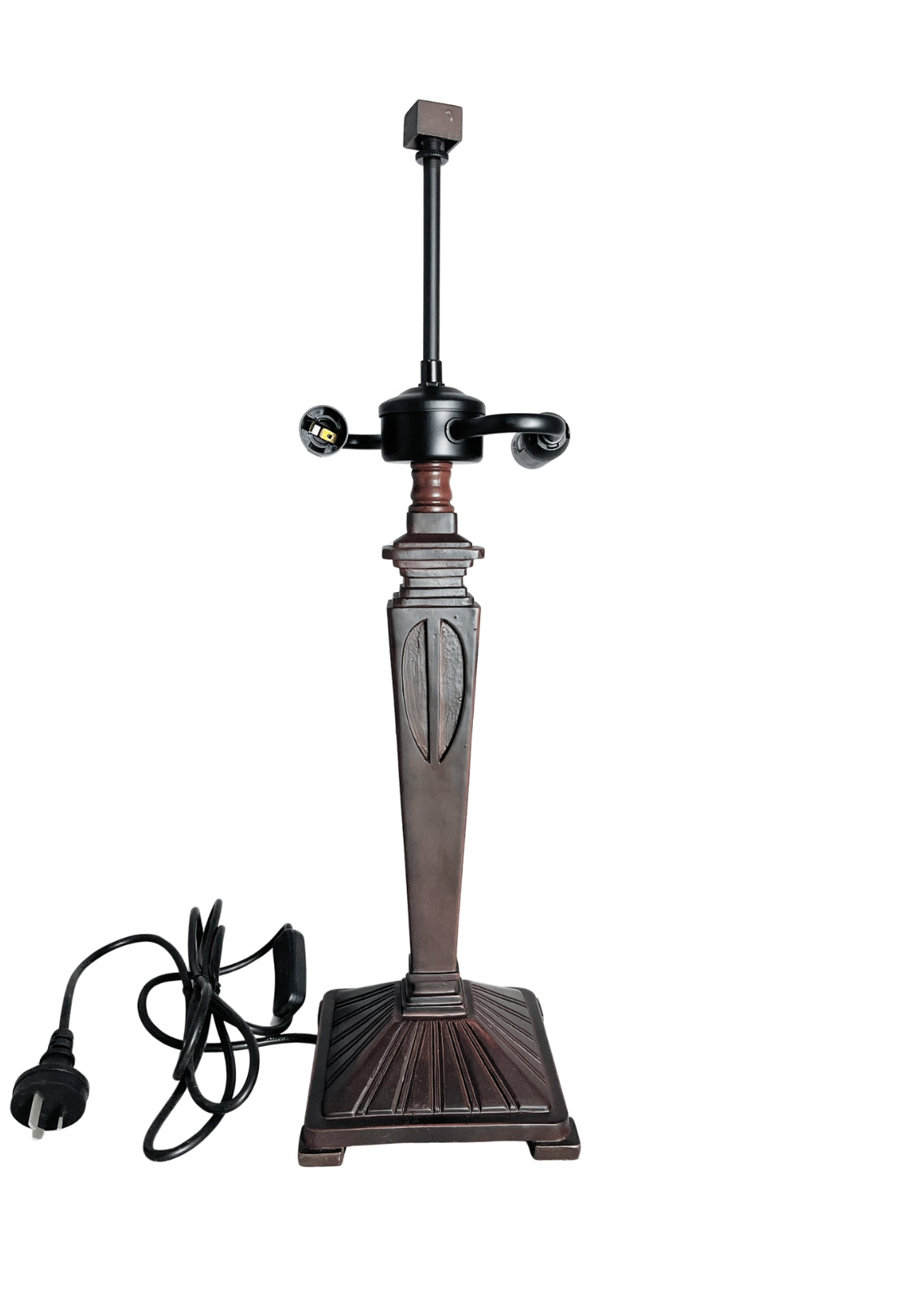 Mission Style Table Lamp Base for Square Tiffany Lamp Shade – Dual E14 Socket, Antique Bronze Finish