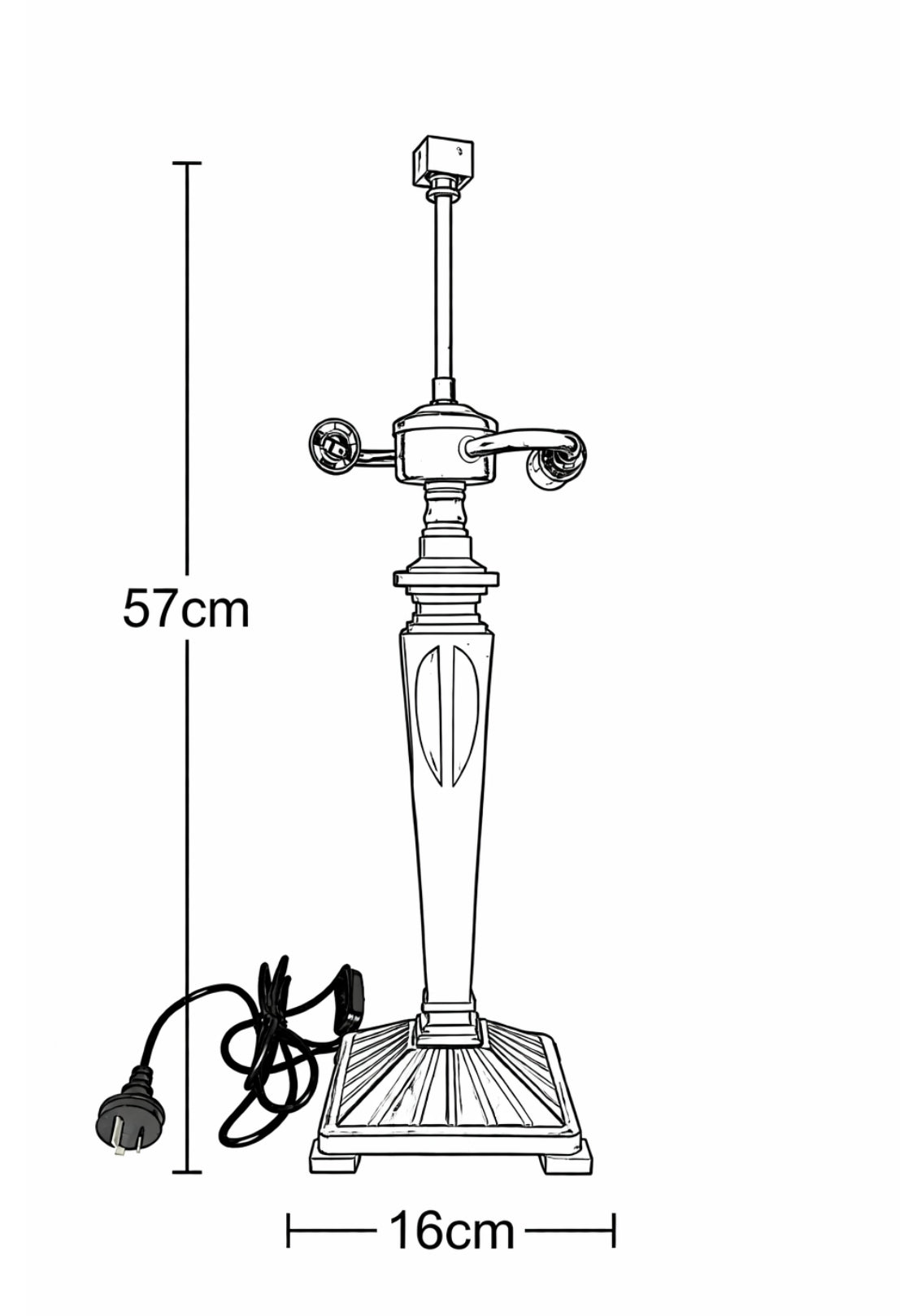Mission Style Table Lamp Base for Square Tiffany Lamp Shade – Dual E14 Socket, Antique Bronze Finish