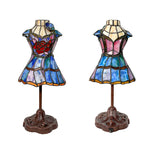 Tiffany Leadlight Art Deco Stained Glass Dress Form Table Lamp