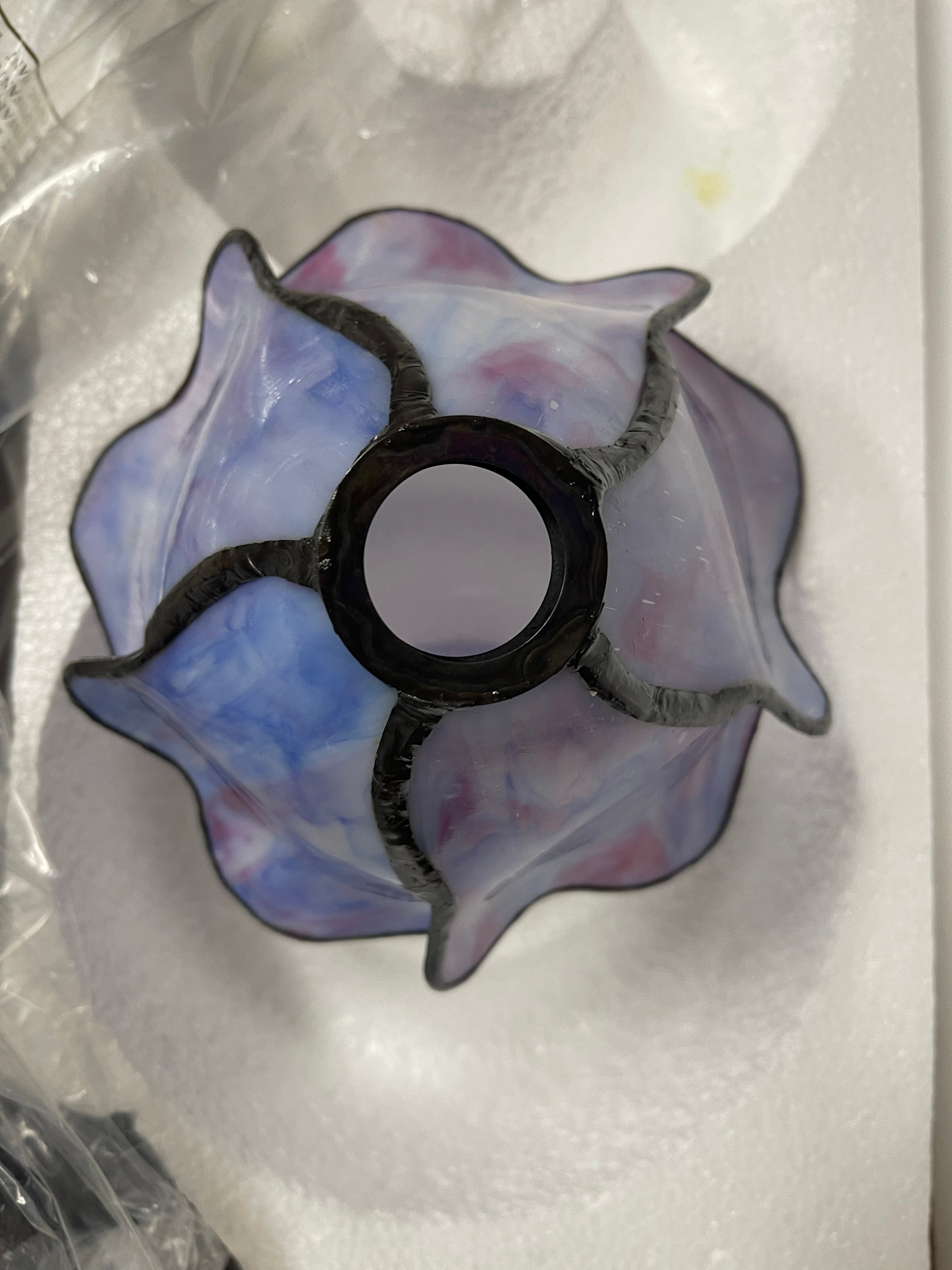 Double Lamp shade Flower  Water Lily Style Tiffany Table Lamp*Blue-Purple