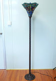 Large Red Jewel Dragonfly Tiffany Torchiere Floor Lamp