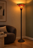 Large Vintage Ruby Amber Tiffany Torchiere Floor Lamp