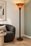 Large Vintage Ruby Amber Tiffany Torchiere Floor Lamp