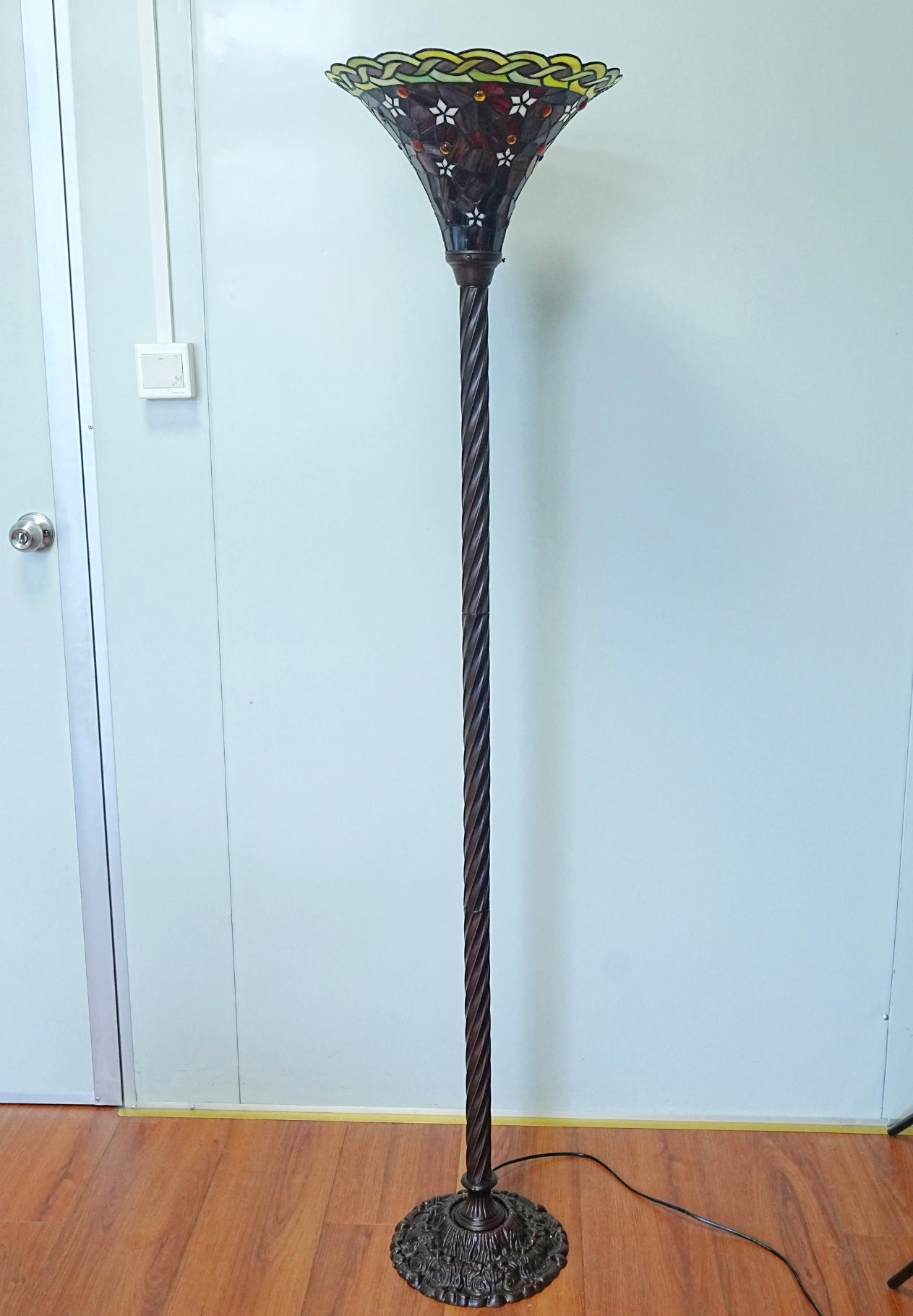 Large Vintage Ruby Amber Tiffany Torchiere Floor Lamp