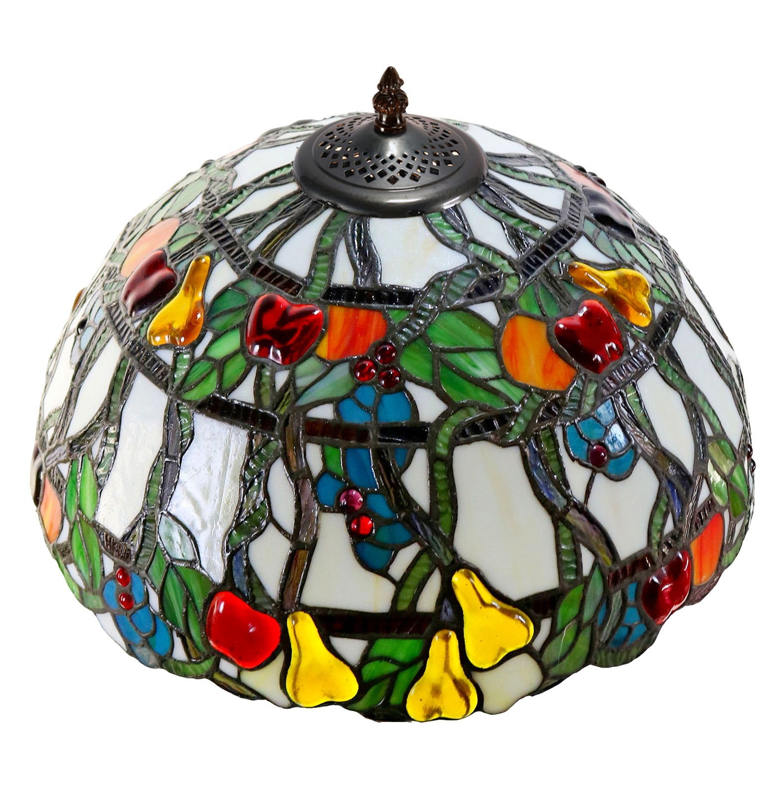 Large 16" Vibrant Fruits apple pear Style Stained Glass Tiffany Floor Light