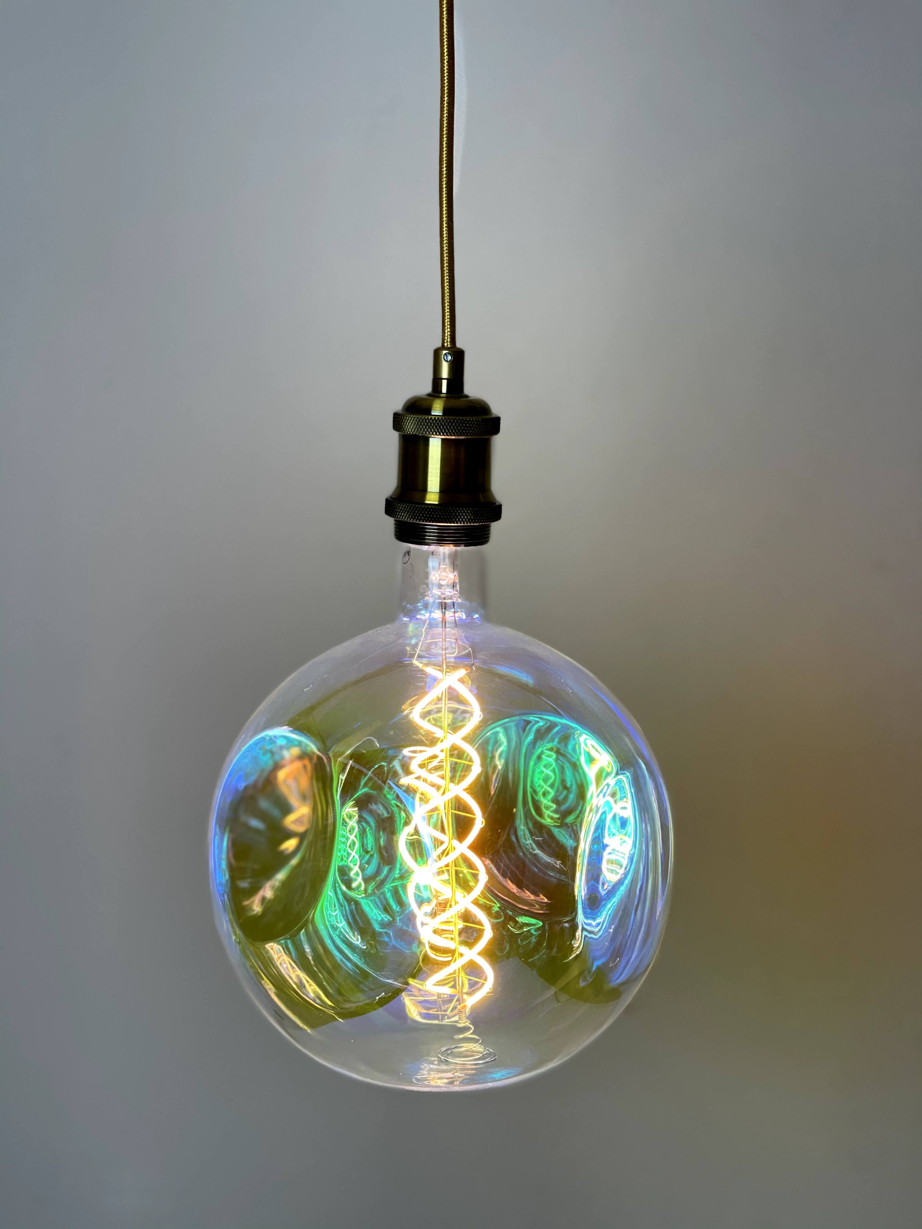 Brass Vintage LED Pendant Lights with Extra Large LED Globe Light Bulb Warm Light 4W E27