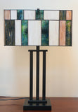 Large Modern Geometric Stained Glass Table Lamp – Forest Green