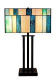 Large Modern Geometric Stained Glass Table Lamp – Ocean Blue
