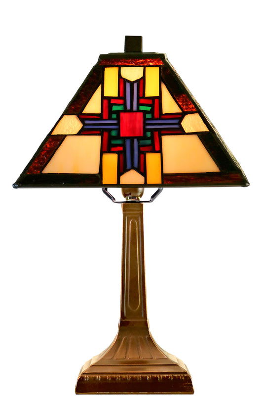 Classical 9"Square Shade  Mission Style Mini Tiffany Desk Lamp