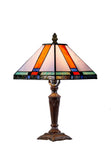 10" Mission Style Stained Glass Tiffany Table Lamp - Handcrafted Geometric Design