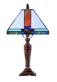 10" Mission Style Stained Glass Tiffany Table Lamp - Handcrafted Geometric Design