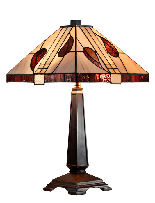 Large Classical Mission Style Leaf Tiffany Table Lamp
