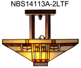 14" Mission  Tiffany Style Semi Flush Ceiling Light