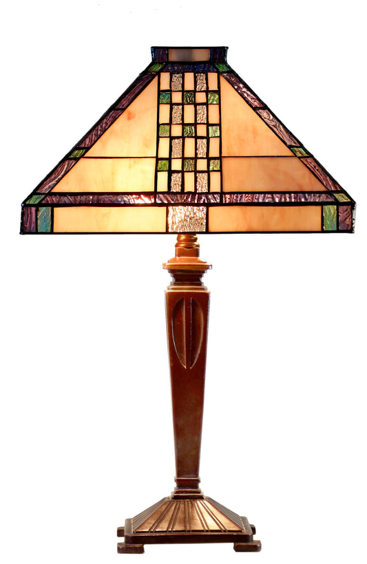 Large Traditional Mission Style  Check pattern Tiffany Table Lamp