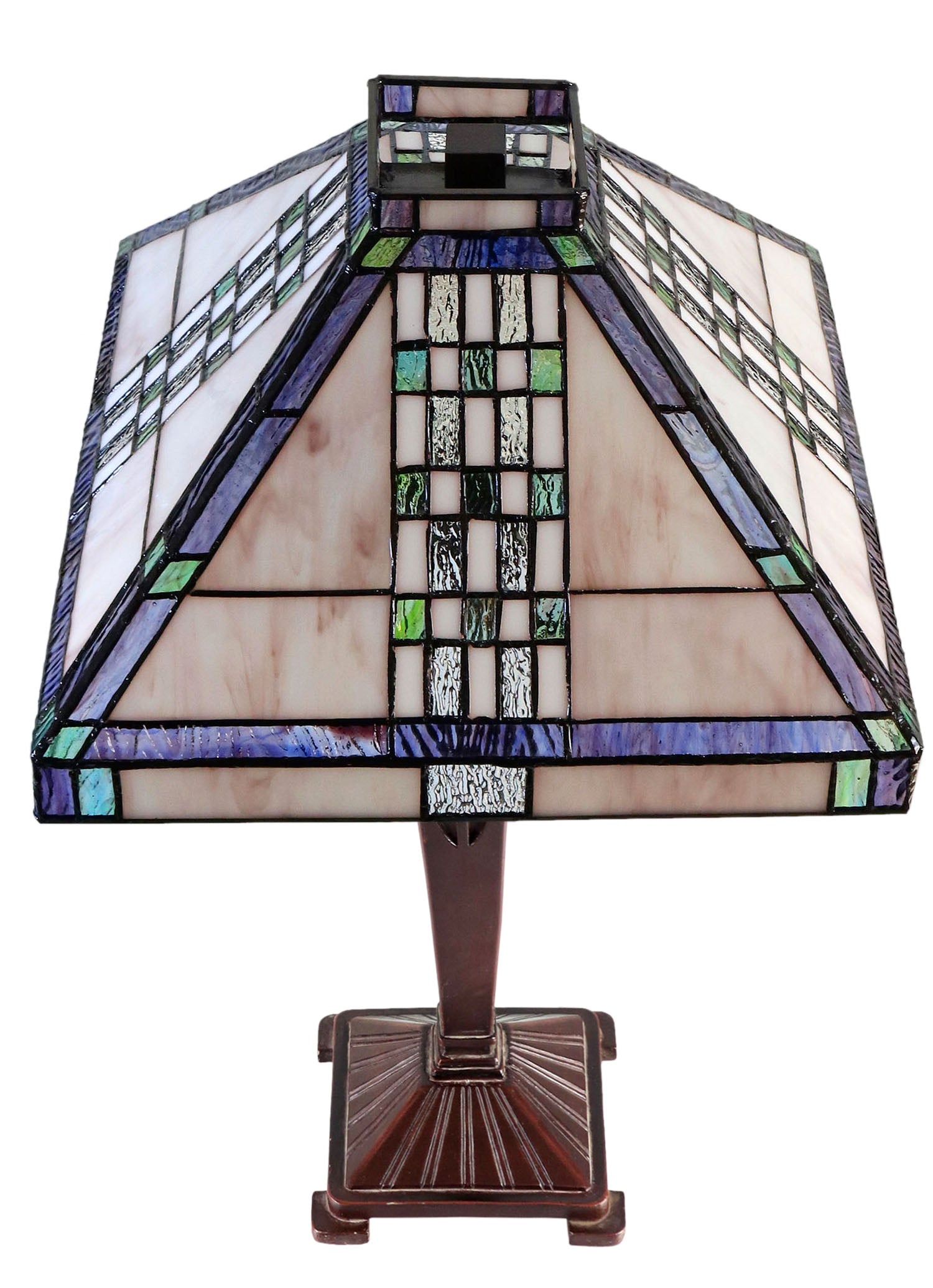 Large Traditional Mission Style  Check pattern Tiffany Table Lamp