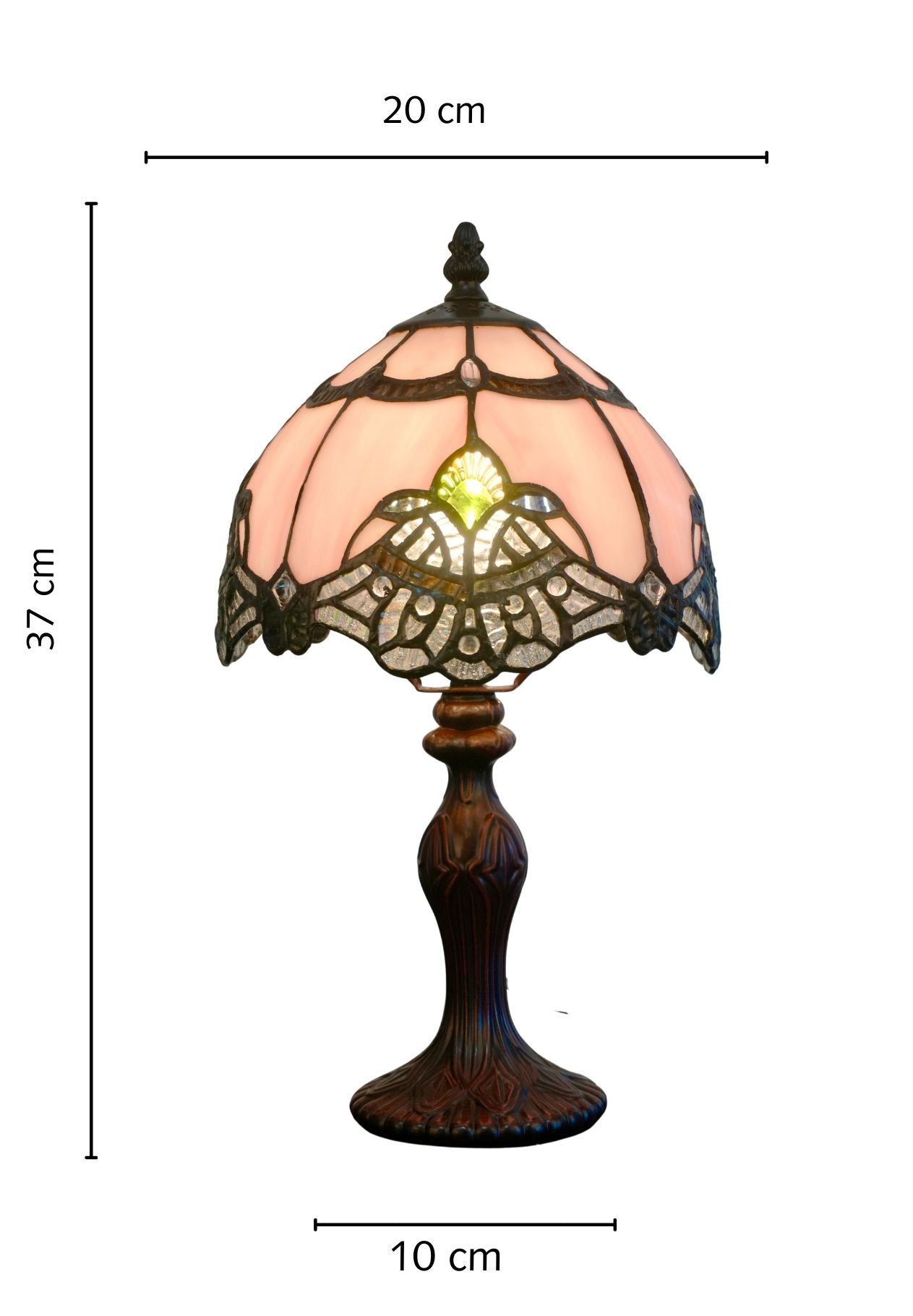 Lavender Pink Stunning  8"  Rococo Style curved Glass Tiffany Mini Lamp