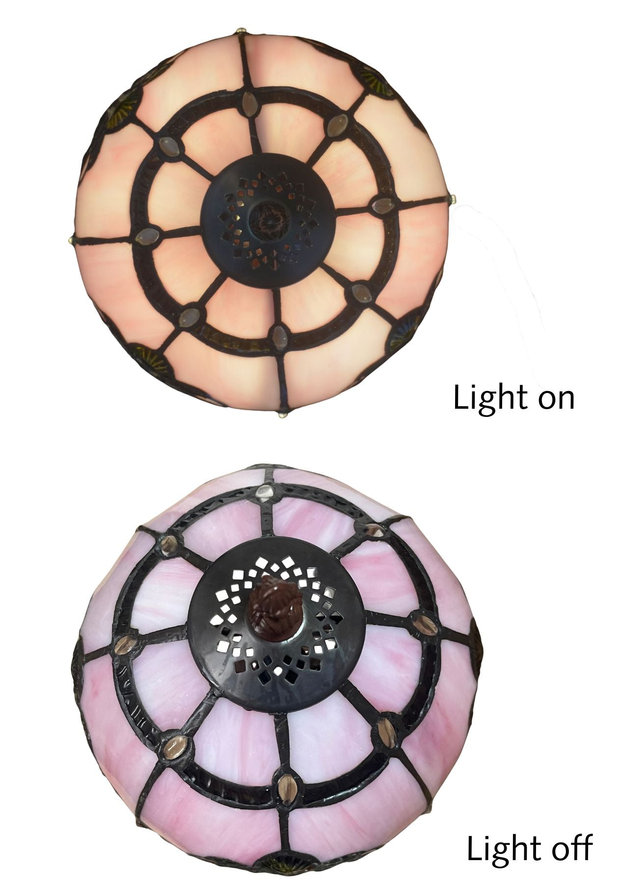 Lavender Pink Stunning  8"  Rococo Style curved Glass Tiffany Mini Lamp