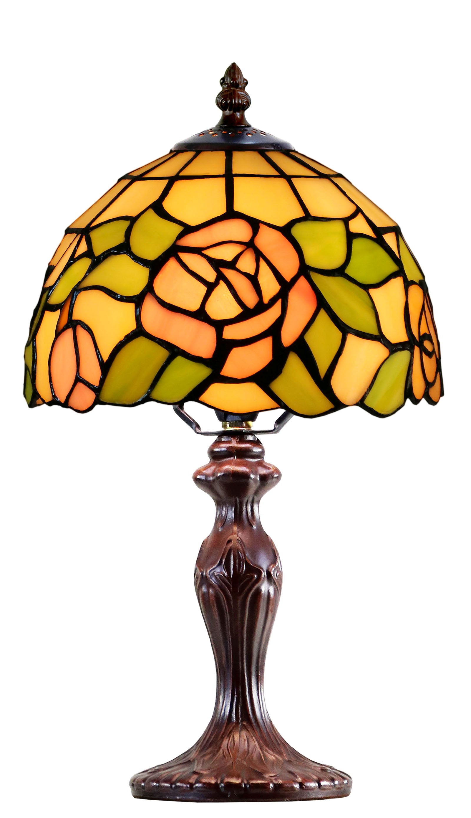 8" Amber Rose Tiffany Mini Table Lamp