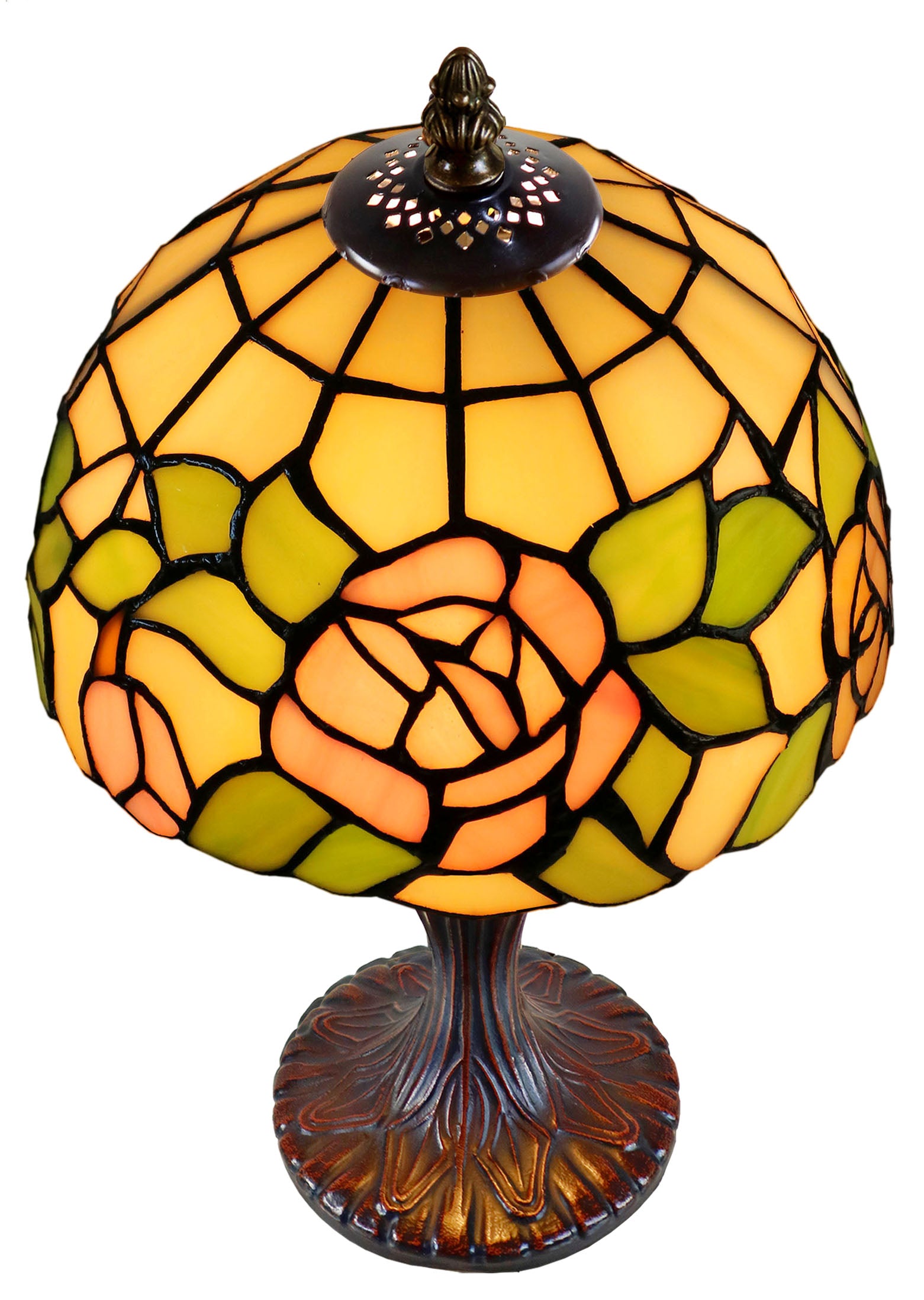 8" Amber Rose Tiffany Mini Table Lamp
