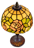 8" Amber Rose Tiffany Mini Table Lamp