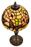 8" Butterfly Flower Tiffany Mini Table Lamp