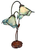 Double Lamp shade Flower  Water Lily Style Tiffany Table Lamp*Aqua Blue-Purple-Green