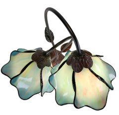 Double Lamp shade Flower  Water Lily Style Tiffany Table Lamp*Aqua Blue-Purple-Green