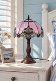 12″ Lavender Pink Jewel Tiffany-Style Bedside Lamp