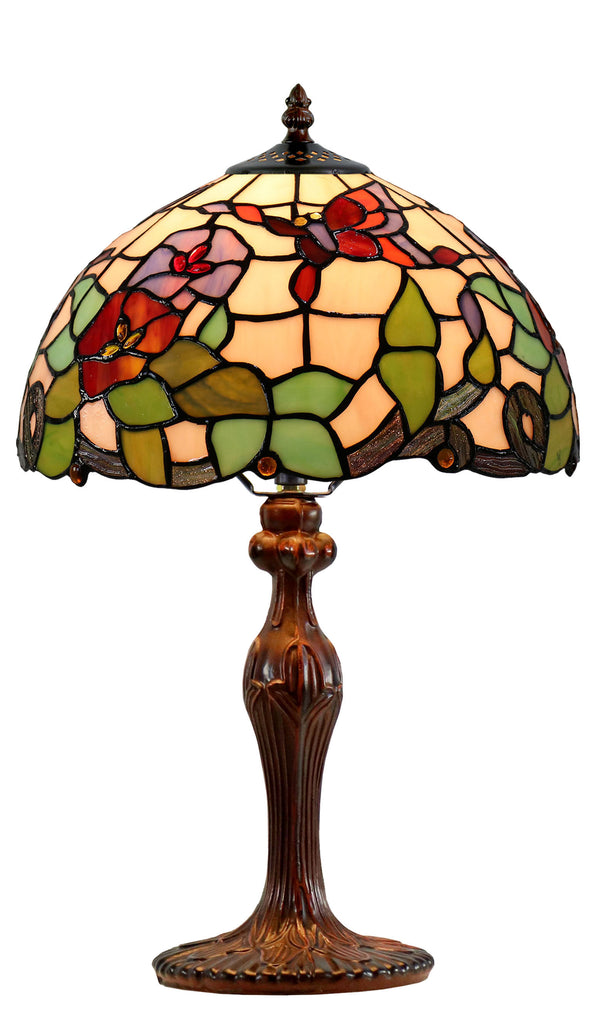 12" Butterfly  Flower Moring Glory Tiffany Bedside Lamp