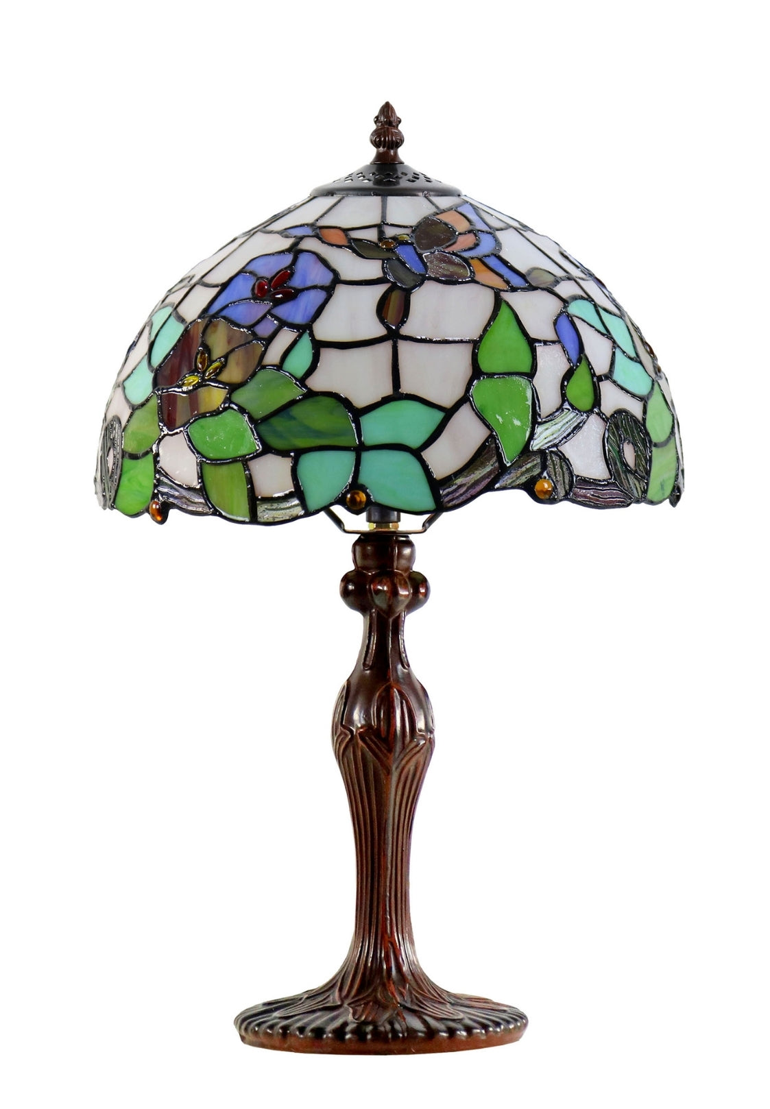 12" Butterfly  Flower Morning Glory Tiffany Bedside Lamp