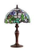 12" Butterfly  Flower Morning Glory Tiffany Bedside Lamp