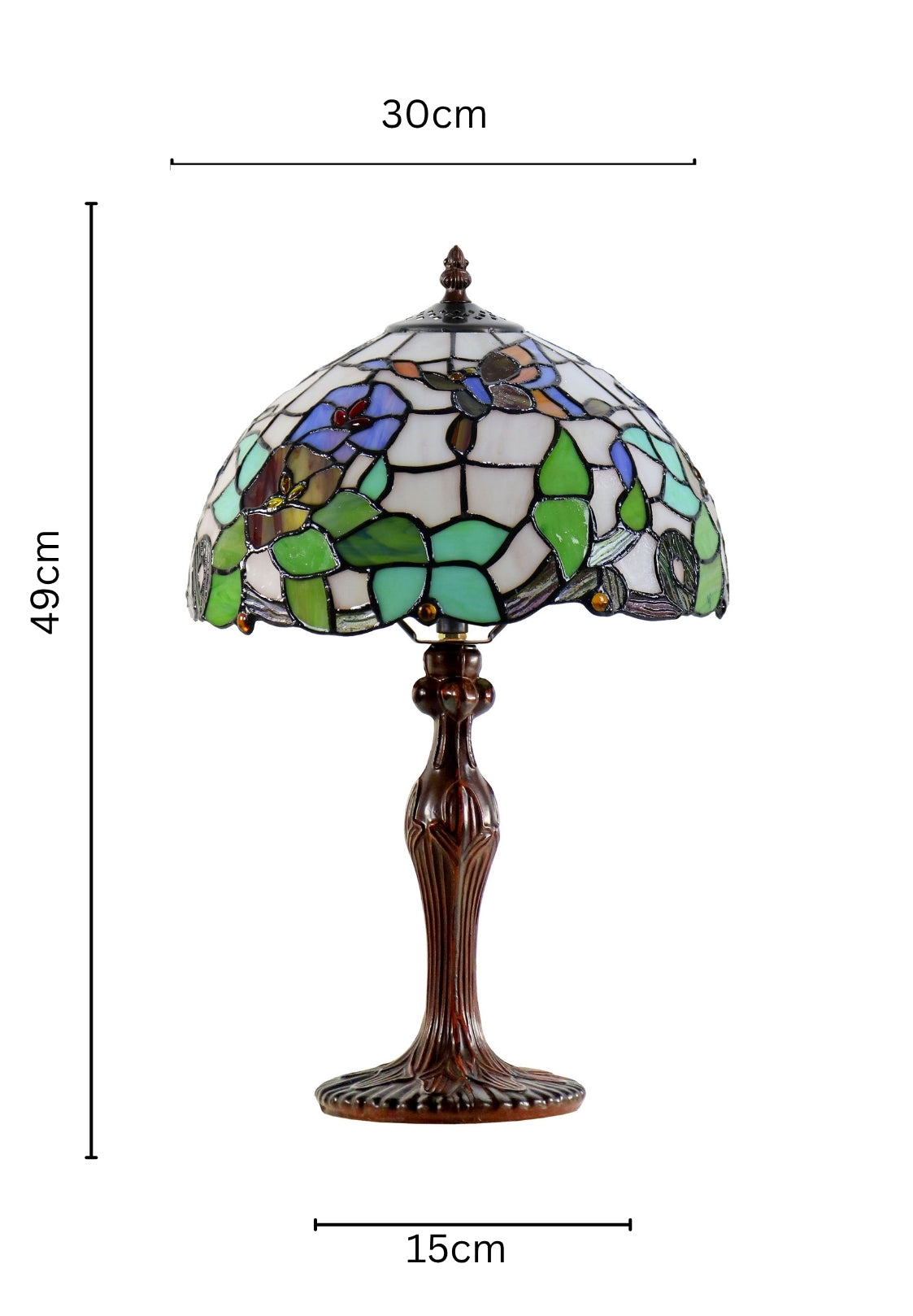 12" Butterfly  Flower Morning Glory Tiffany Bedside Lamp