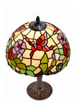 12" Butterfly  Flower Morning Glory Tiffany Bedside Lamp