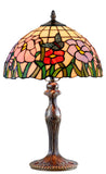 12“ Floral Butterfly Tiffany Bedside Table Lamp