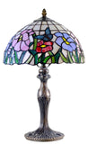 12“ Floral Butterfly Tiffany Bedside Table Lamp