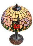 12“ Floral Butterfly Tiffany Bedside Table Lamp