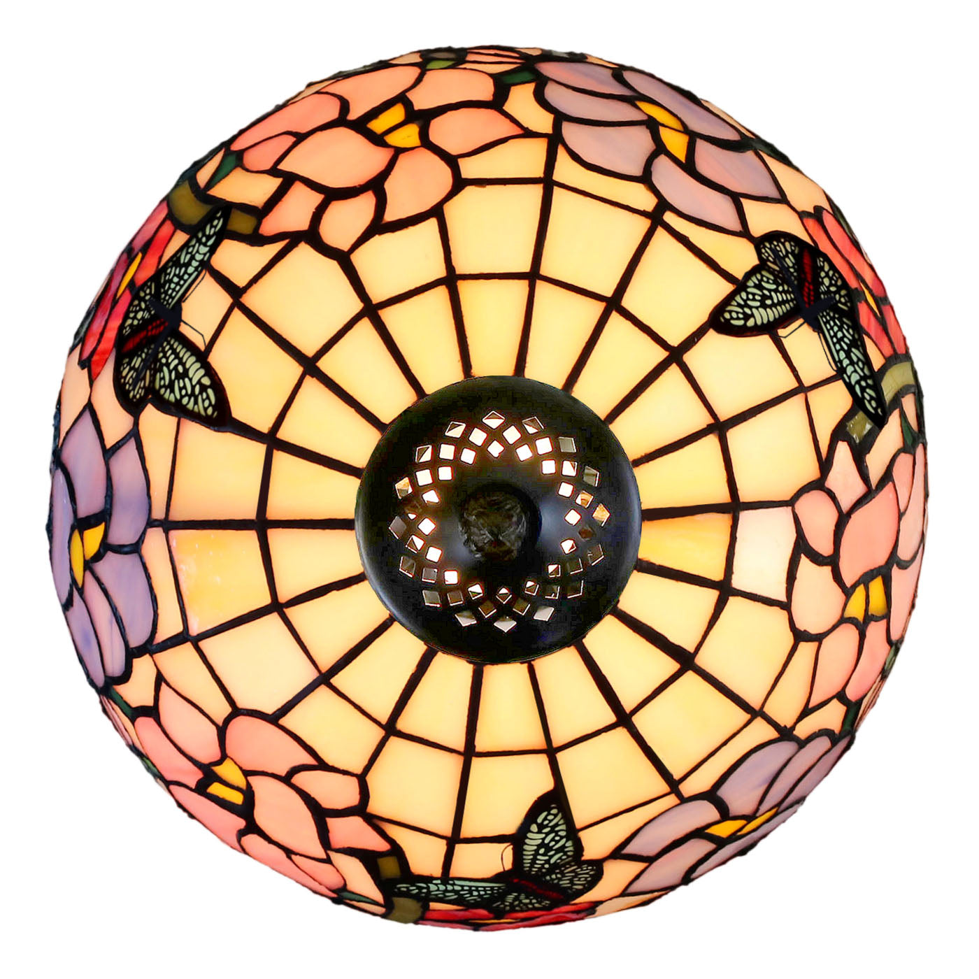 12“ Floral Butterfly Tiffany Bedside Table Lamp