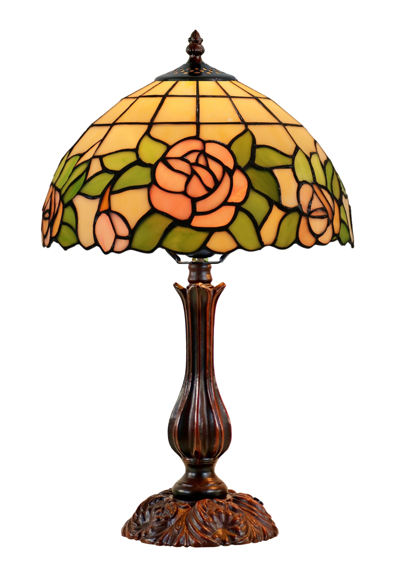 12" Blush Rose Tiffany Bedside Lamp