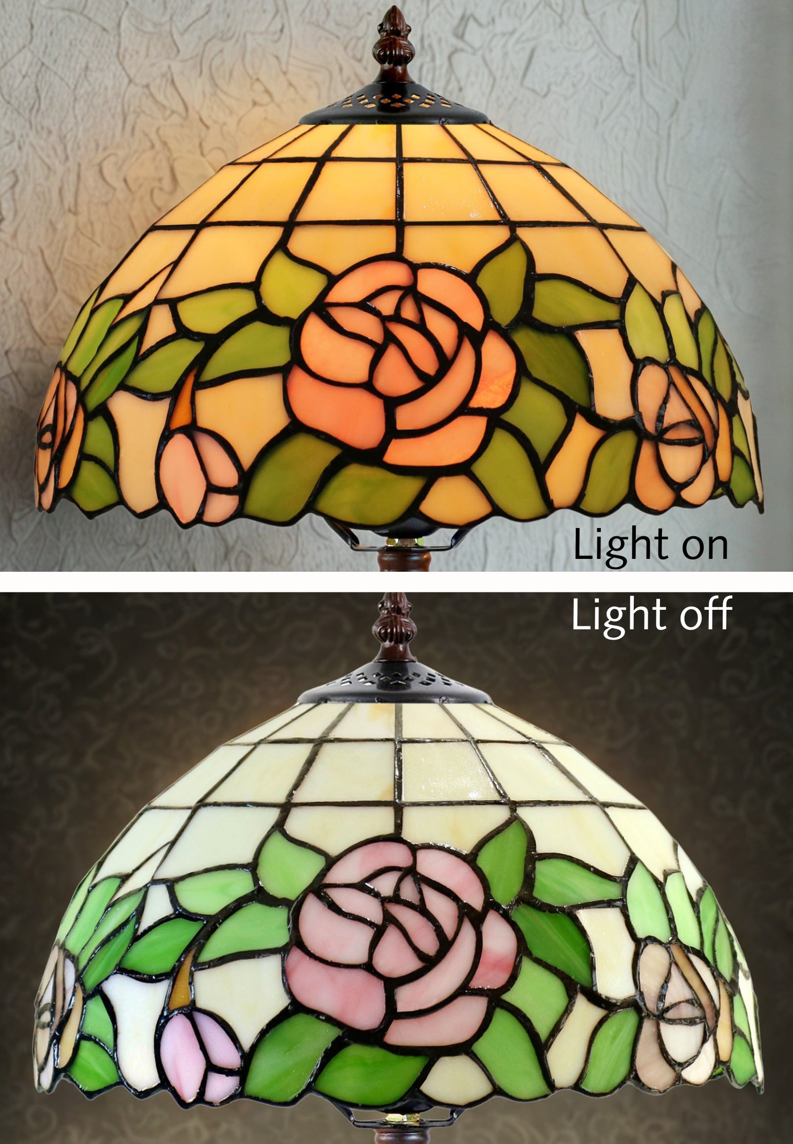 12" Blush Rose Tiffany Bedside Lamp