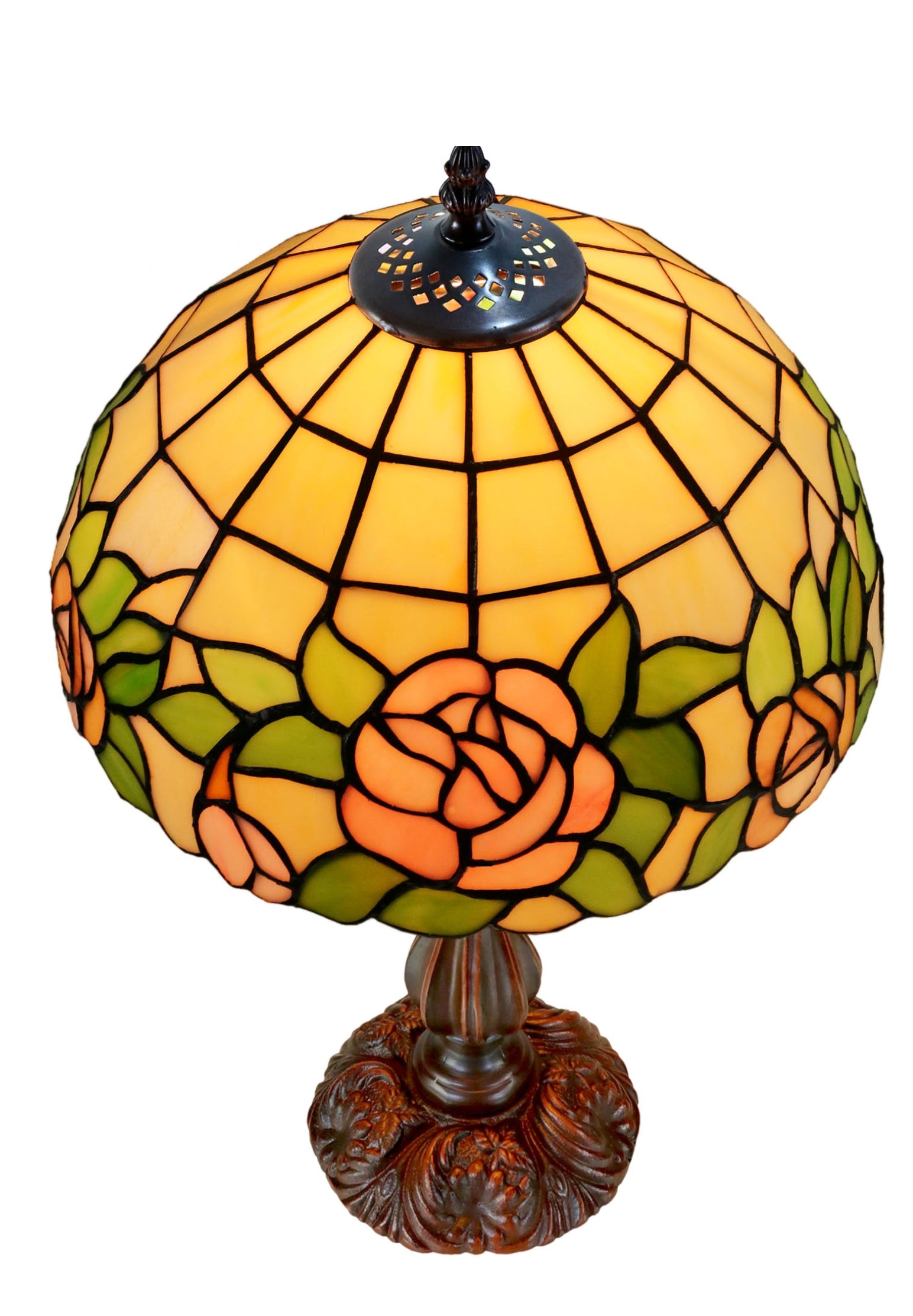 12" Blush Rose Tiffany Bedside Lamp